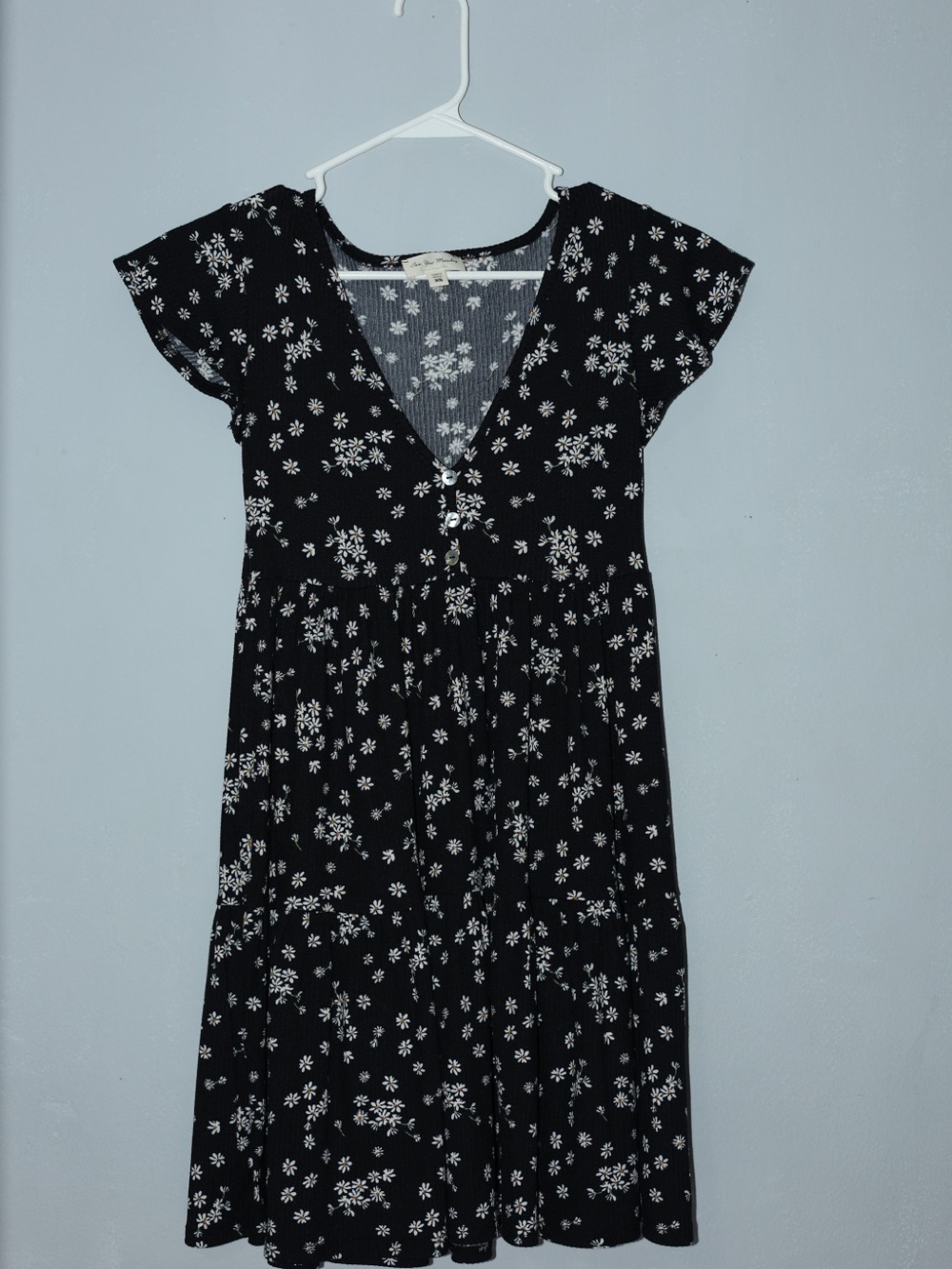 See You Monday Black Mini Dress with White Floral Print